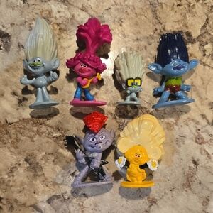 Hasbro DREAMWORKS Trolls Movie Collectible PVC Figures Cake Toppers Lot Of 6